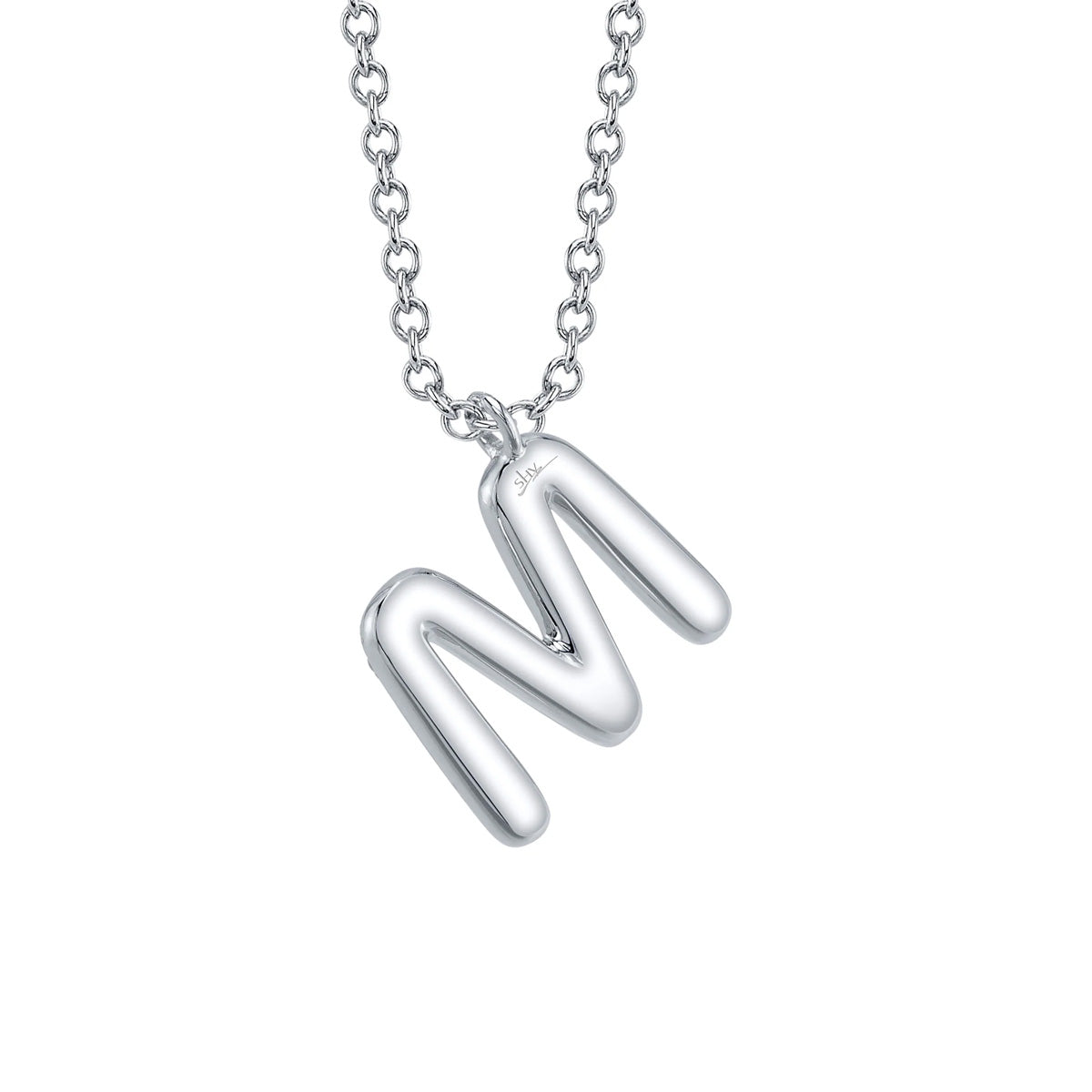 Shy Creation Diamond Pave "M" Necklace