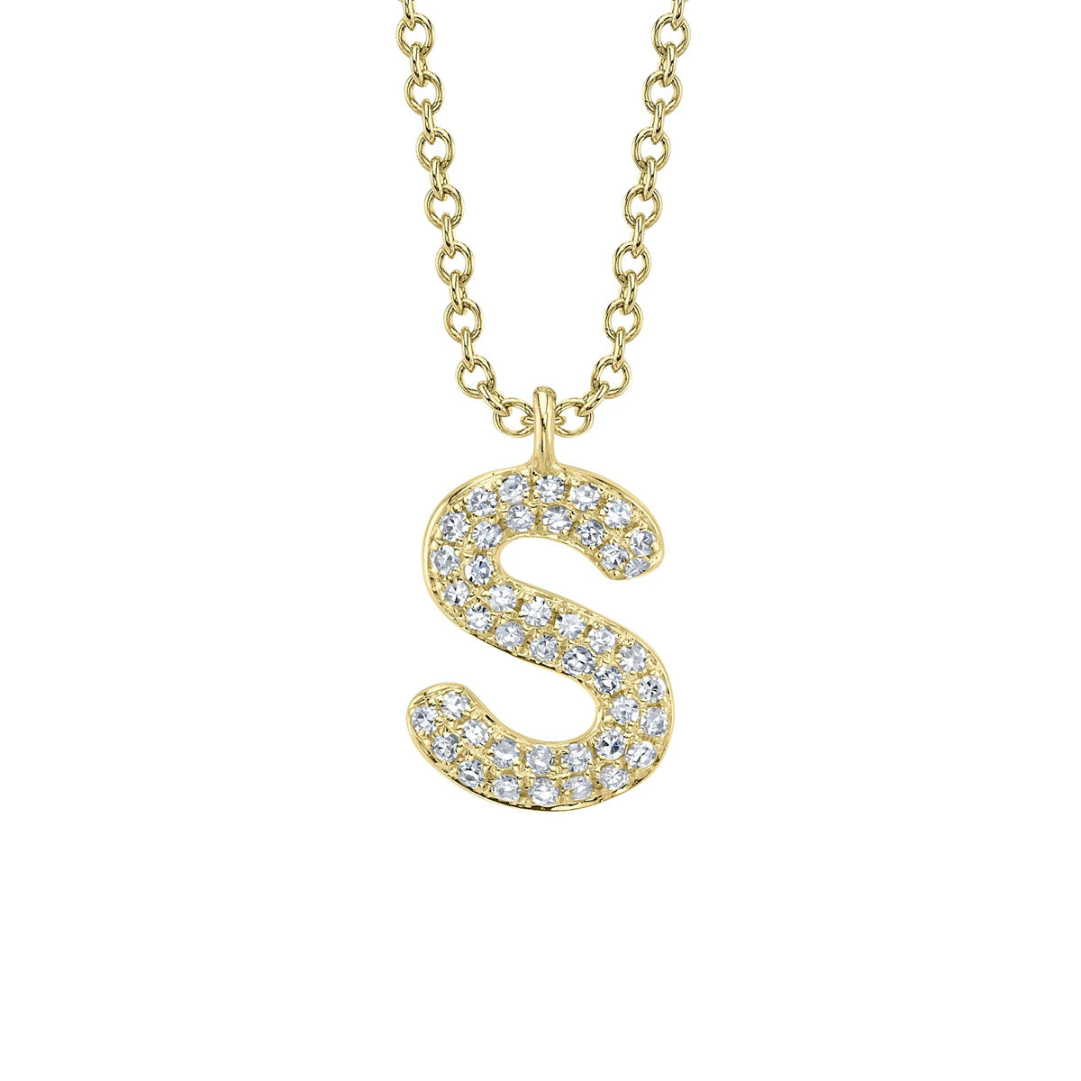 Shy Creation Kate Diamond Pave "S" Necklace