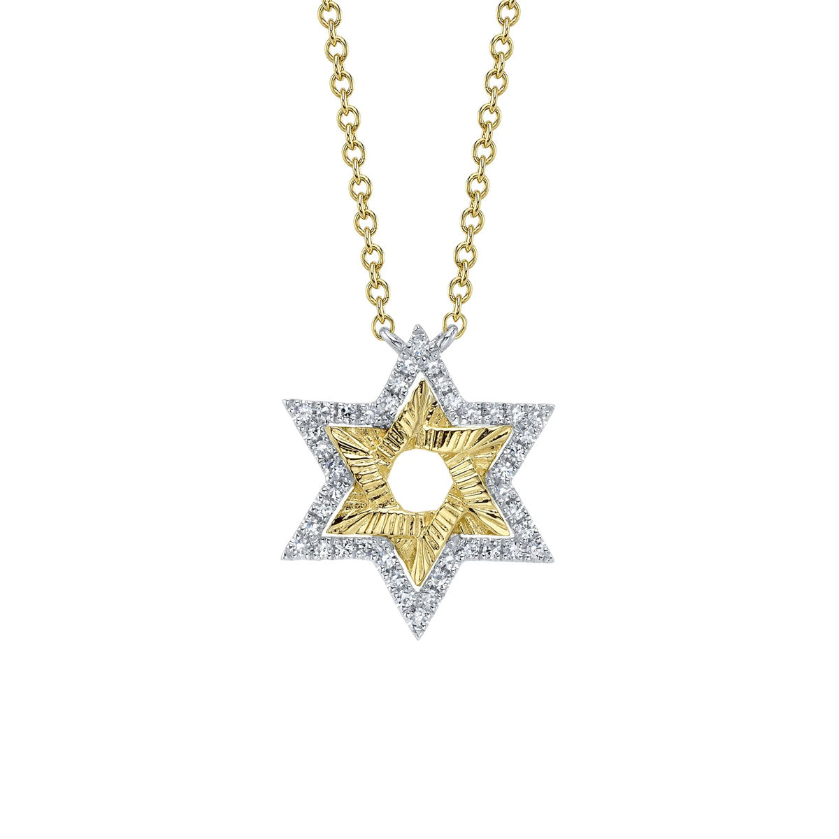 Shy Creation Kate Diamond Two-Tone Star Of David Necklace