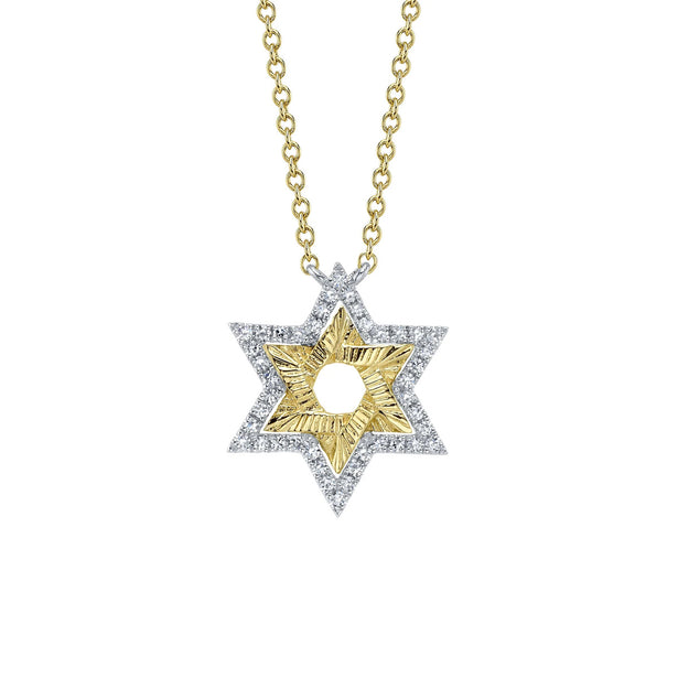 Shy Creation Kate Diamond Two-Tone Star Of David Necklace
