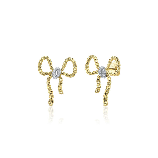 Shy Creation Kate Diamond Bow Stud Earrings