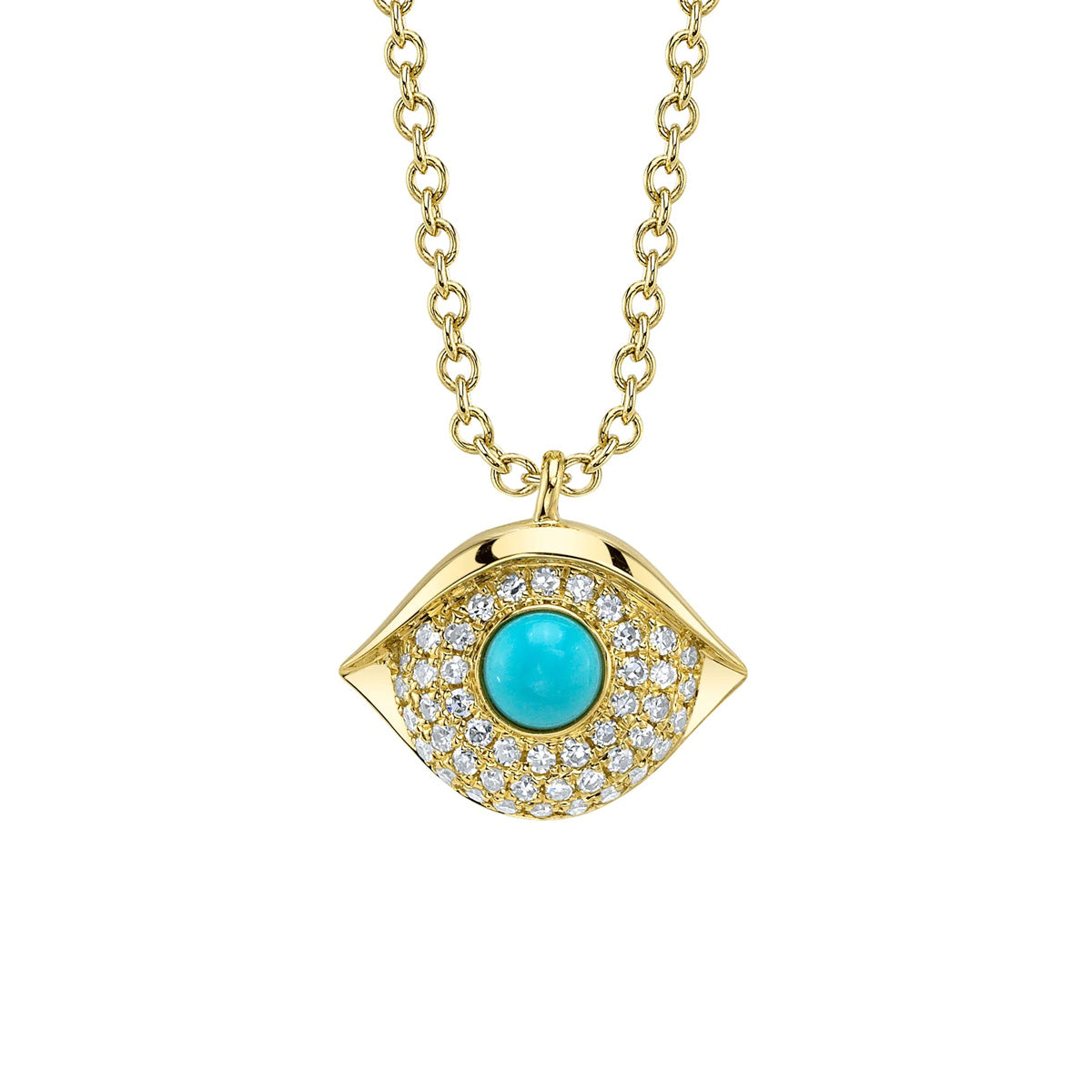 Shy Creation Kate Diamond And Composite Turquoise Pave Eye Necklace