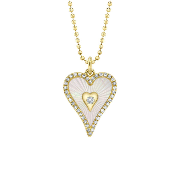 Shy Creation Kate Diamond Mother Of Pearl Bezel Ribbed Heart