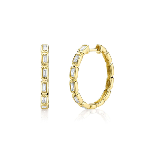 Shy Creation Kate Diamond Baguette Hoop Earrings