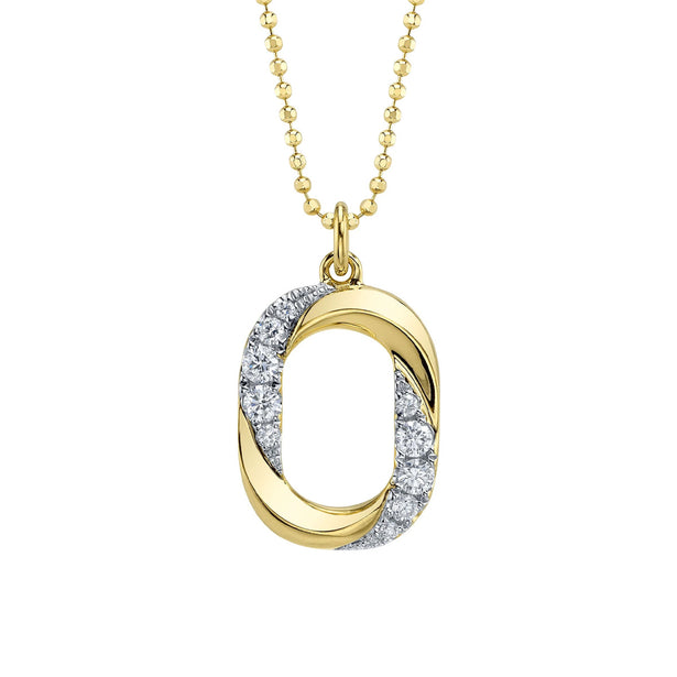 Shy Creation Kate Diamond Oval Faceted Ball Chain Necklace
