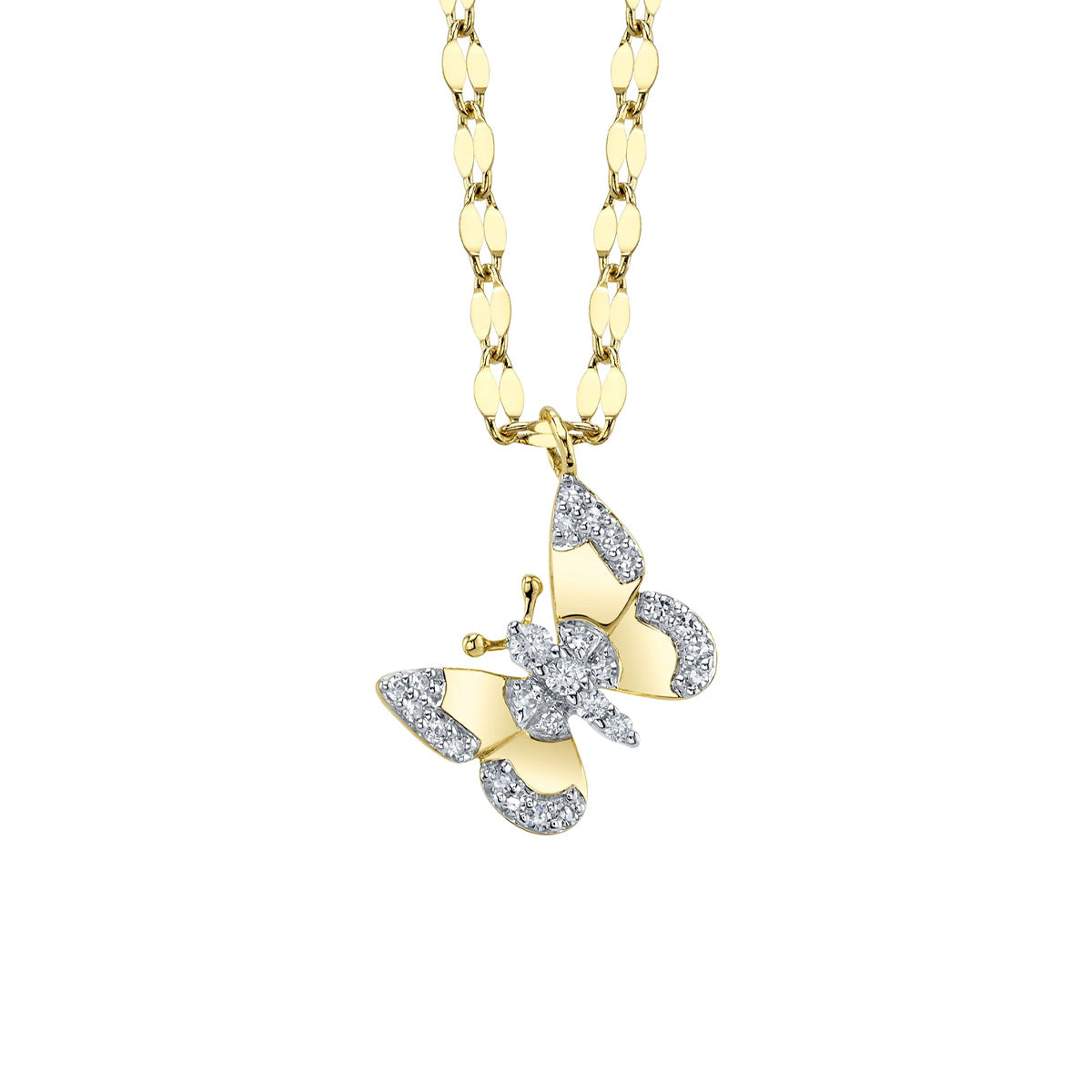 Shy Creation Kate Diamond Butterfly Sparkle Chain Necklace