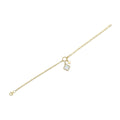 Shy Creation Kate Diamond Mother Of Pearl Clover Paper Clip Link Bracelet