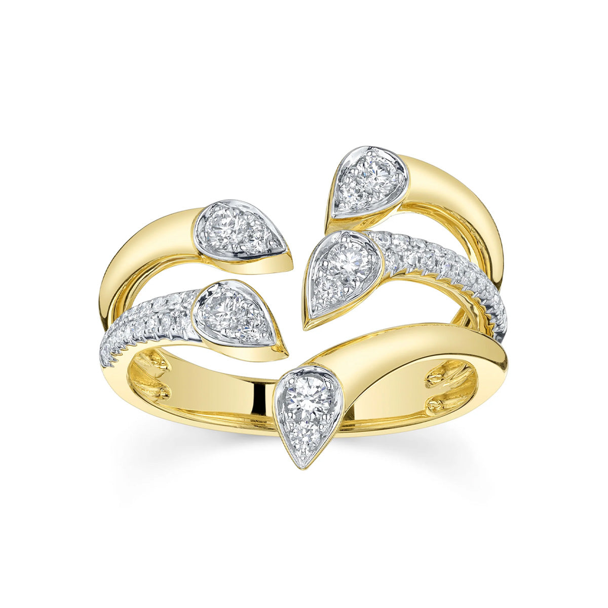 Shy Creation Kate Diamond Two-Tone Pear Ring
