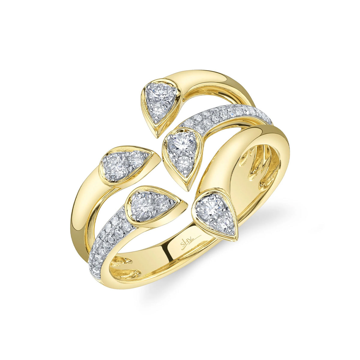 Shy Creation Kate Diamond Two-Tone Pear Ring