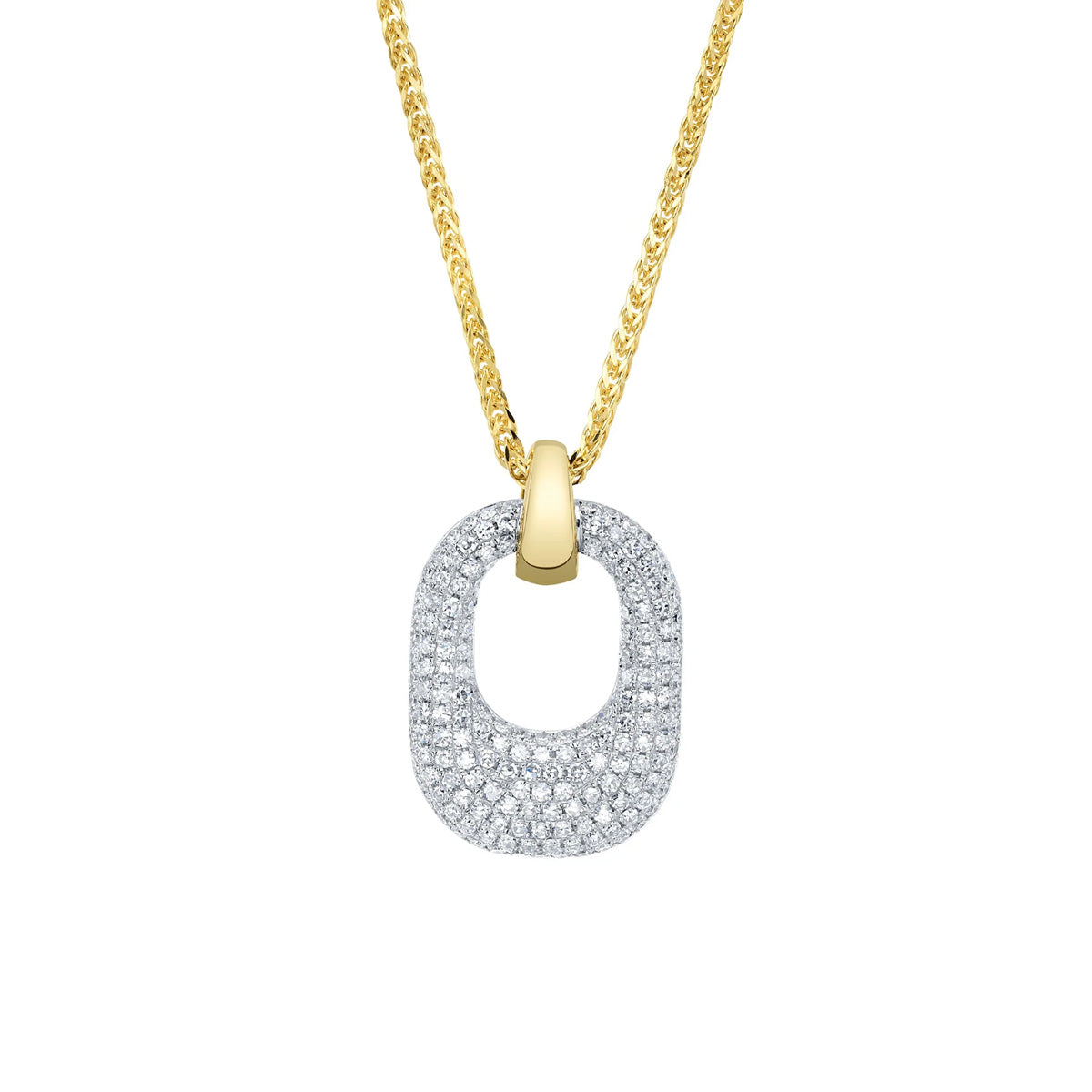 Shy Creation Kate Diamond Pave Chopin Chain Necklace