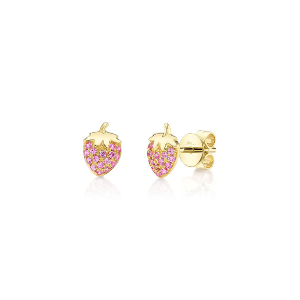 Shy Creation Kate Pink Sapphire Strawberry Stud Earrings