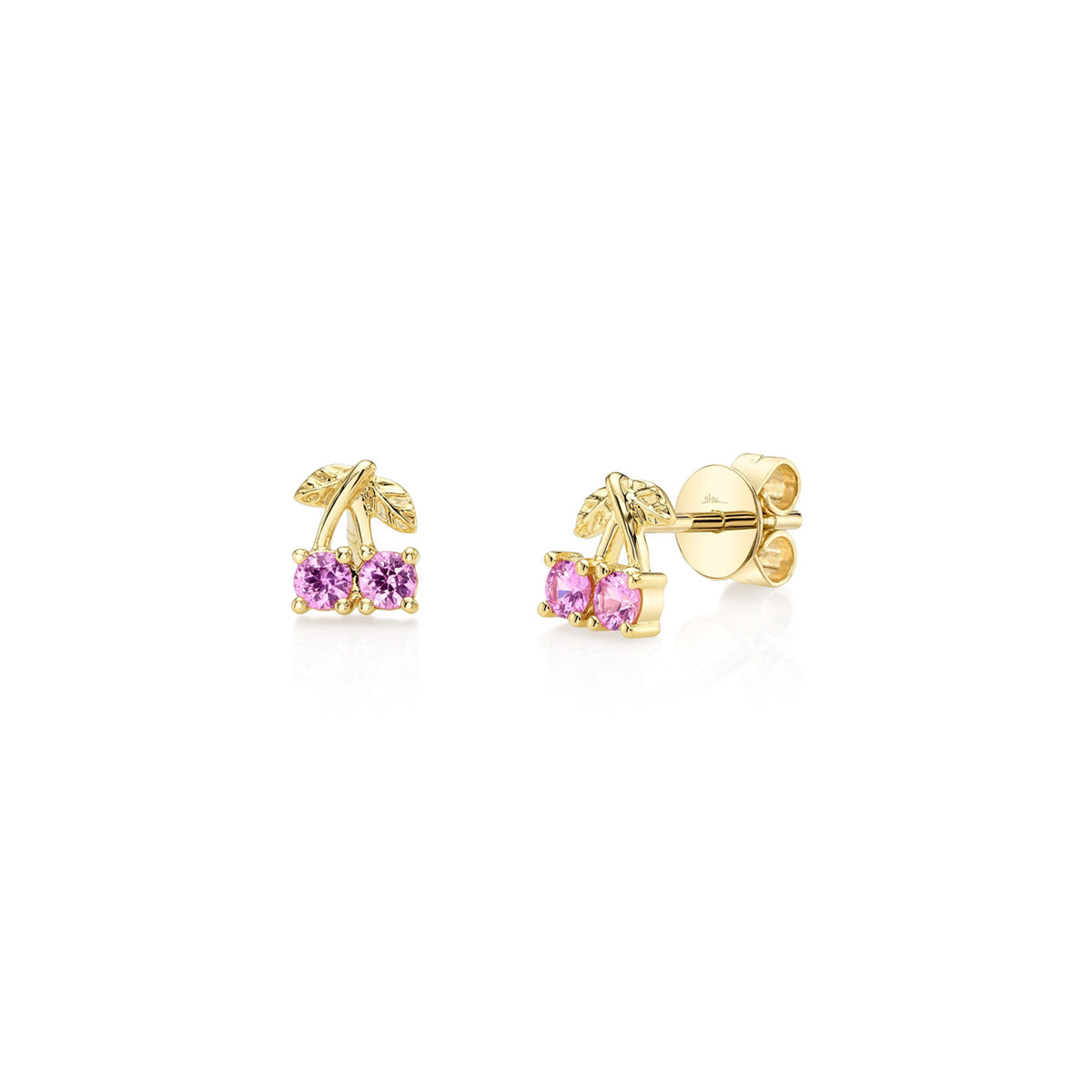 Shy Creation Kate Pink Sapphire Cherry Stud Earrings