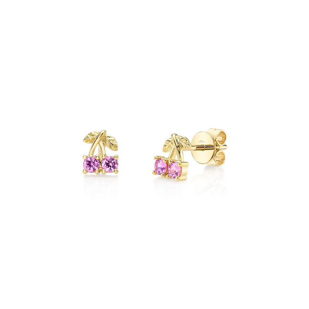 Shy Creation Kate Pink Sapphire Cherry Stud Earrings