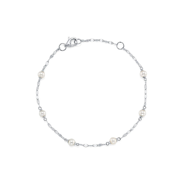 Shy Creation Kate Pearl Sparkle Chain Bracelet