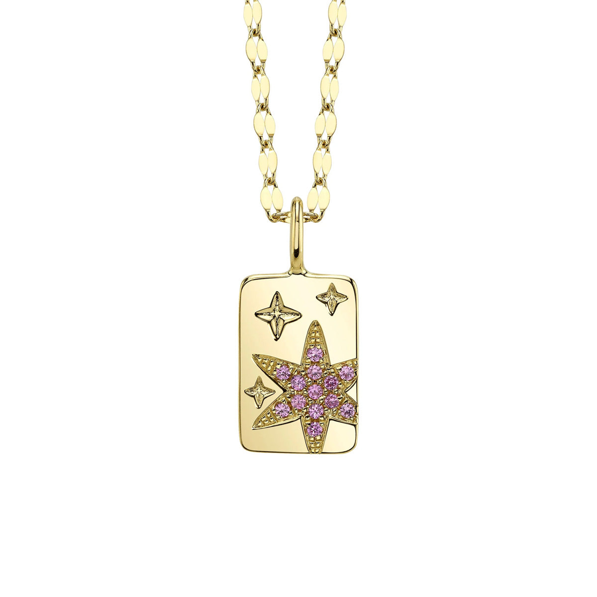 Shy Creation Kate Pink Sapphire Star Sparkle Chain Necklace