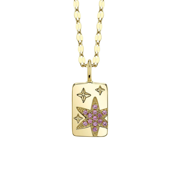 Shy Creation Kate Pink Sapphire Star Sparkle Chain Necklace