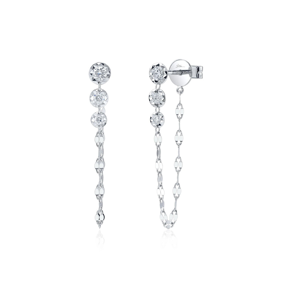 Shy Creation Kate Diamond Sparkle Chain Earrings