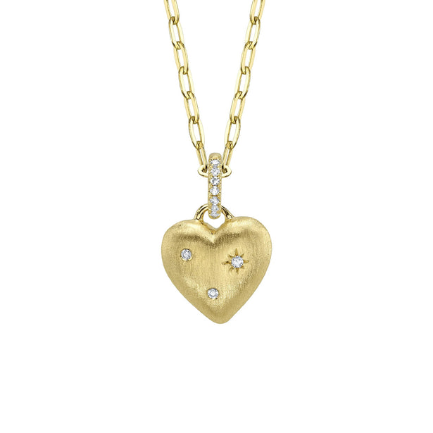Shy Creation Kate Diamond Heart Star Matte Paper Clip Chain Necklace