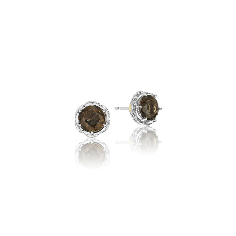 Tacori Silver Smokey Quartz Stud Earrings