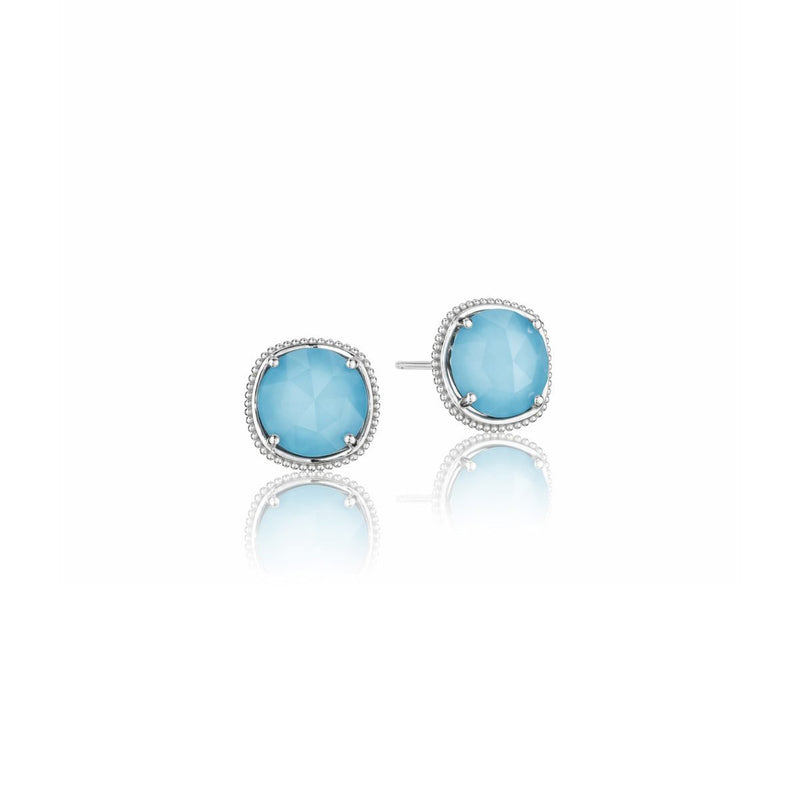 Tacori Clear Quartz Over Turquoise Stud Earrings