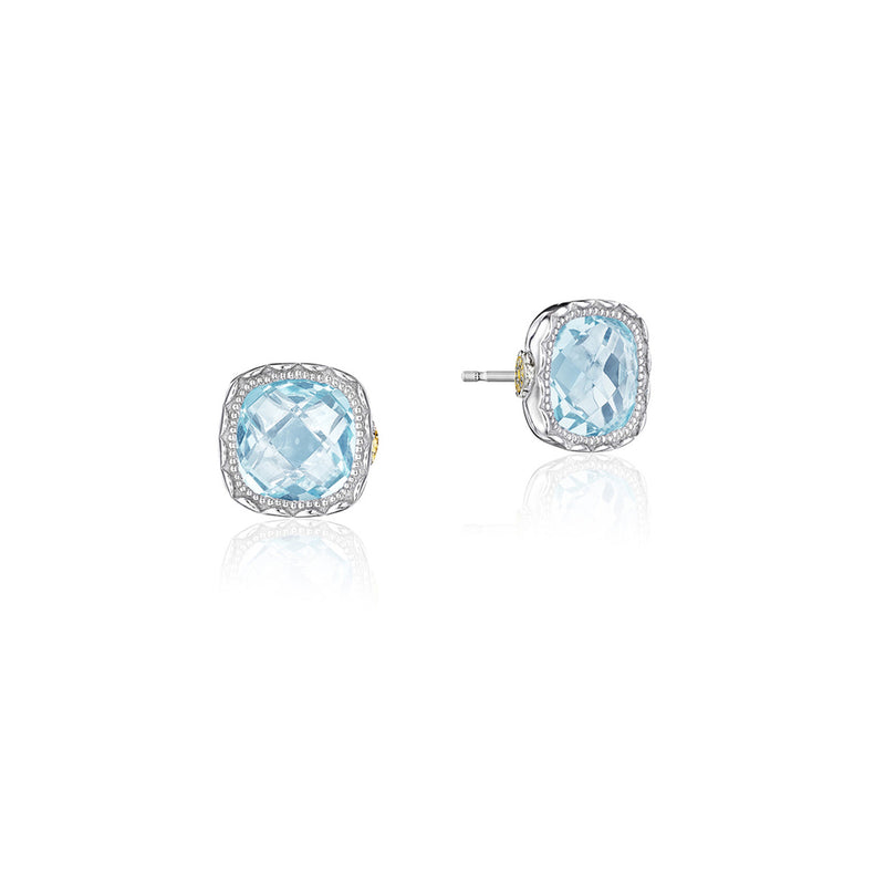 Tacori Cushion Gem Sky Blue Topaz Stud Earrings