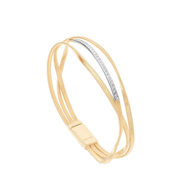 Marco Bicego Marrakech Three-Strand Bangle With Diamond Bar