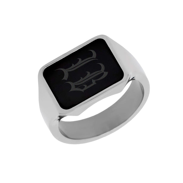 Elysium Black Diamond Perseus Titanium Band With Custom Black Diamond Signet