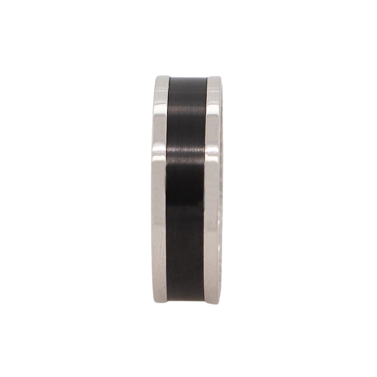 Elysium Black Diamond Zeus Platinum Band With Black Diamond Inlay And Diamond Insets