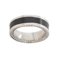 Elysium Black Diamond Zeus Platinum Band With Black Diamond Inlay And Diamond Insets