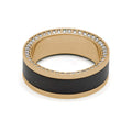 Elysium Black Diamond Zeus Yellow Gold Band With Black Diamond Inlay And Diamond Insets