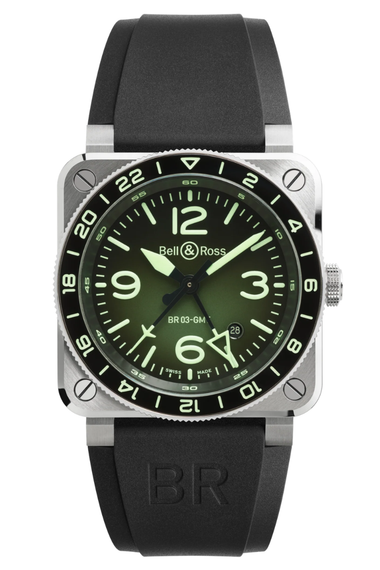 Bell & Ross BR03-93 GMT Green Lum BR0393-GN-ST/SRB