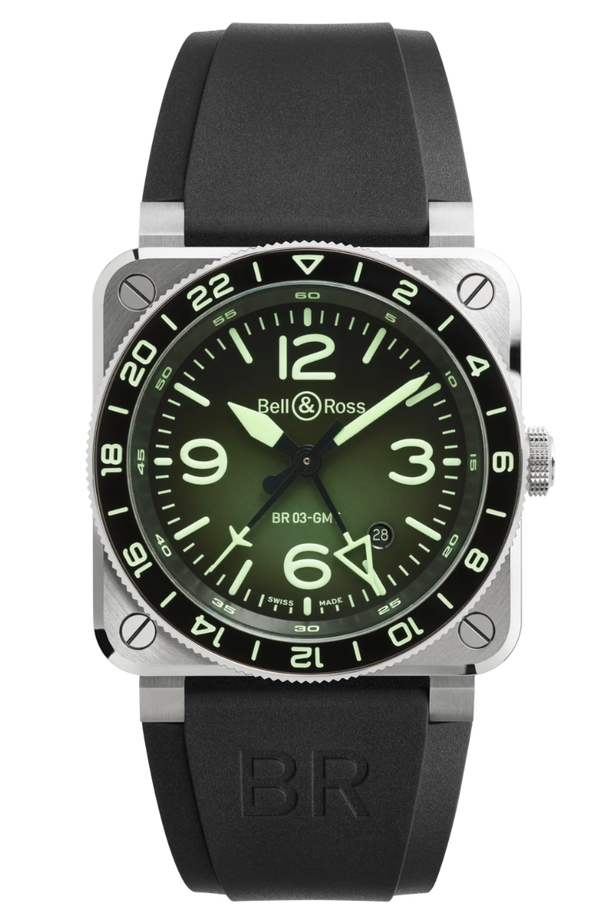 Bell & Ross BR03-93 GMT Green Lum BR0393-GN-ST/SRB
