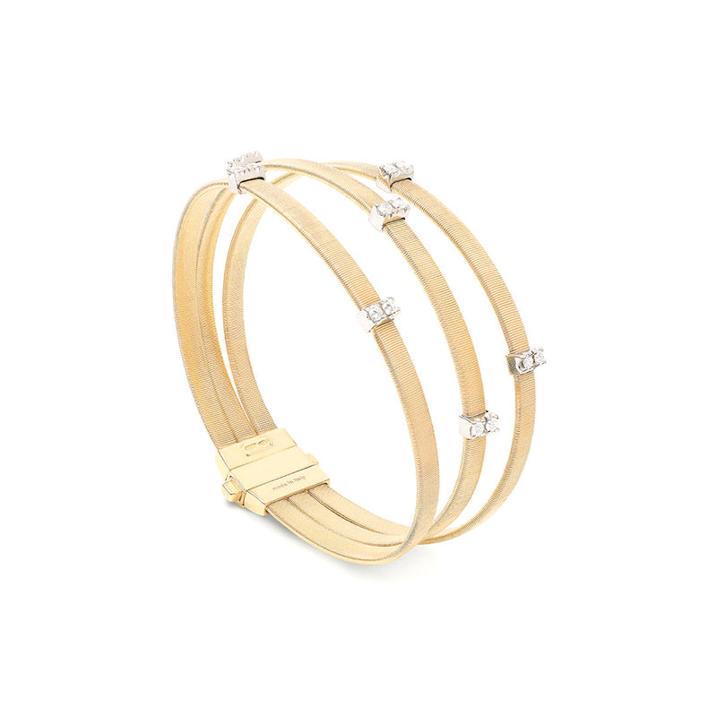 Marco Bicego Masai Three Strand Bracelet with Diamond Stations