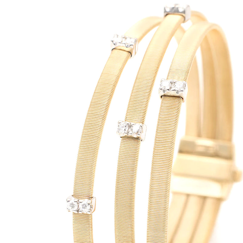 Marco Bicego Masai Three Strand Bracelet with Diamond Stations