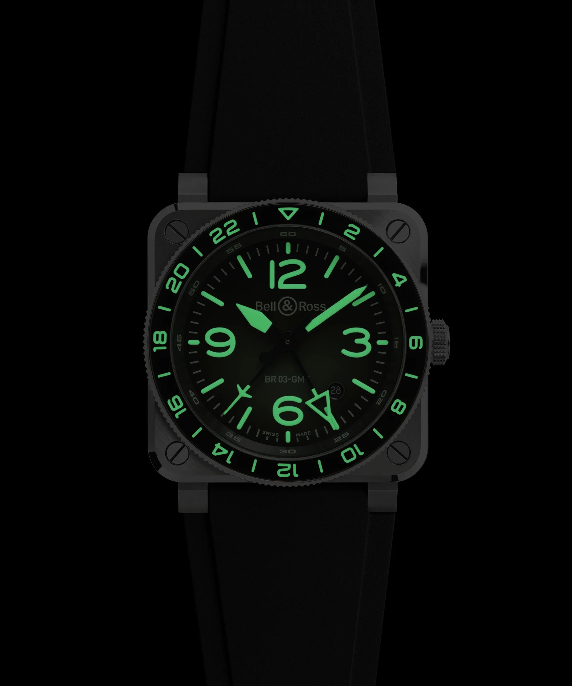 Bell & Ross BR03-93 GMT Green Lum BR0393-GN-ST/SRB