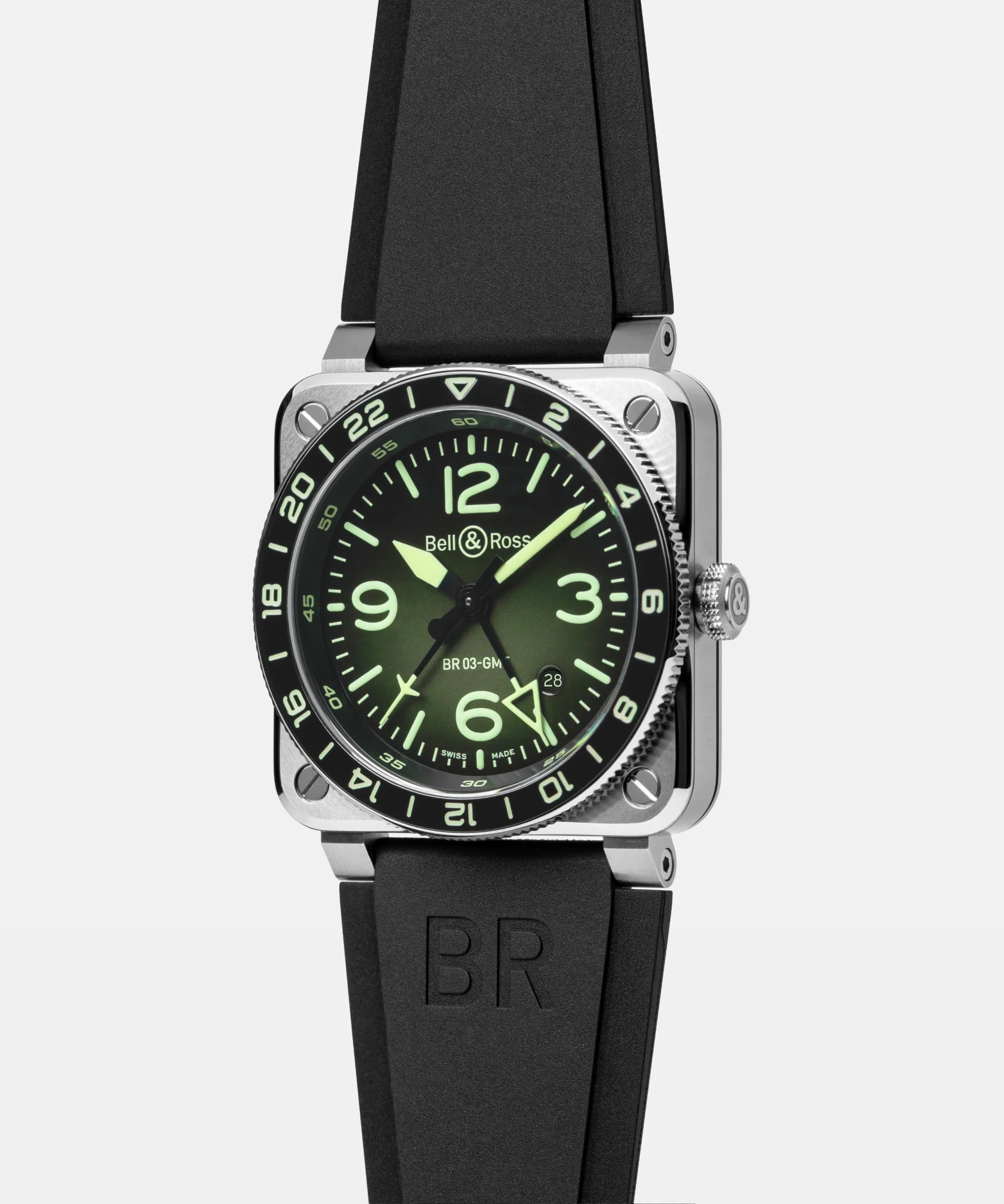 Bell & Ross BR03-93 GMT Green Lum BR0393-GN-ST/SRB