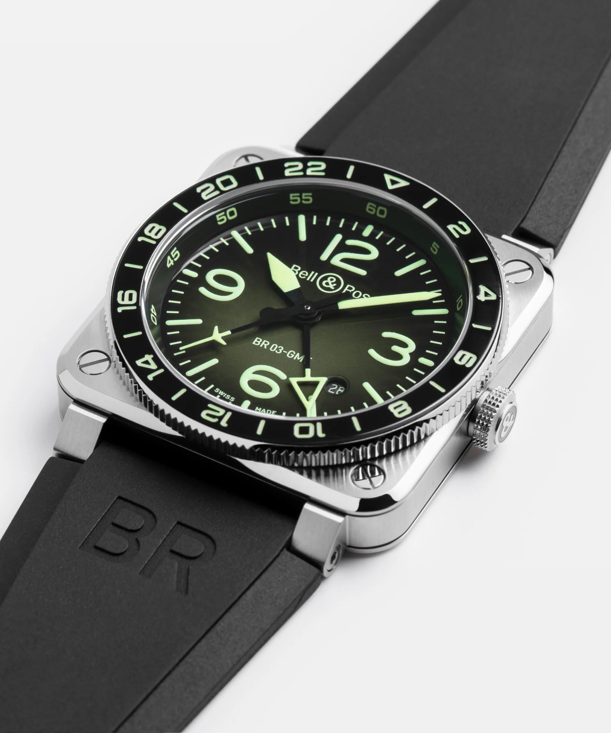 Bell & Ross BR03-93 GMT Green Lum BR0393-GN-ST/SRB
