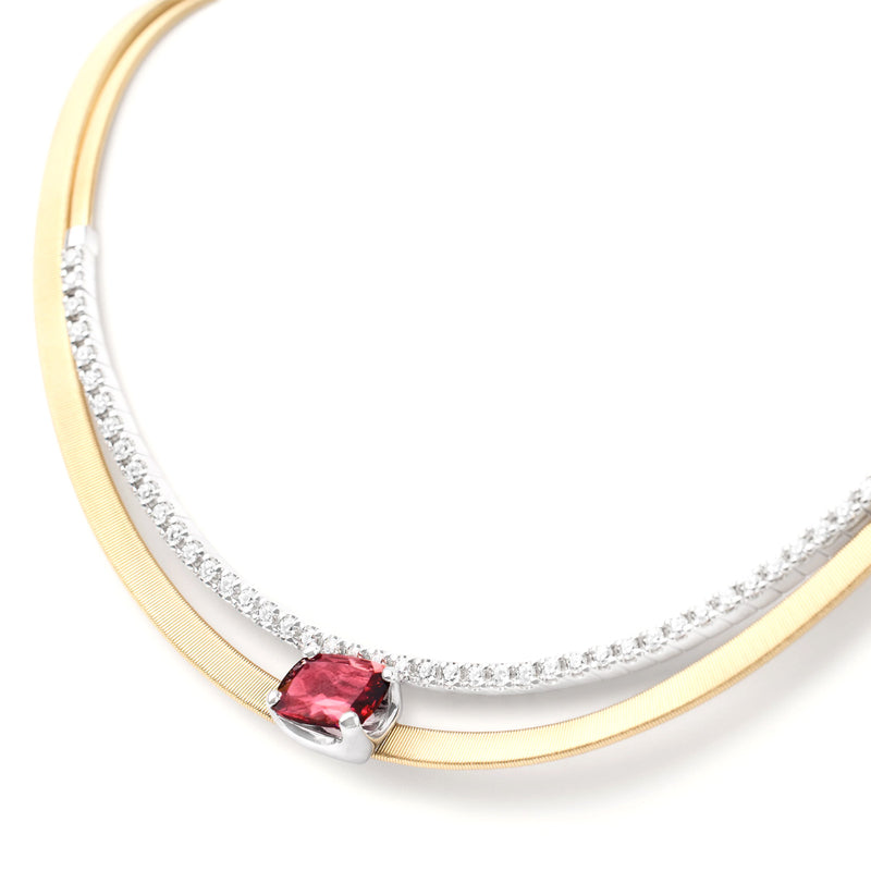 Marco Bicego Masai Collar Necklace With Pink Tourmaline and Diamonds