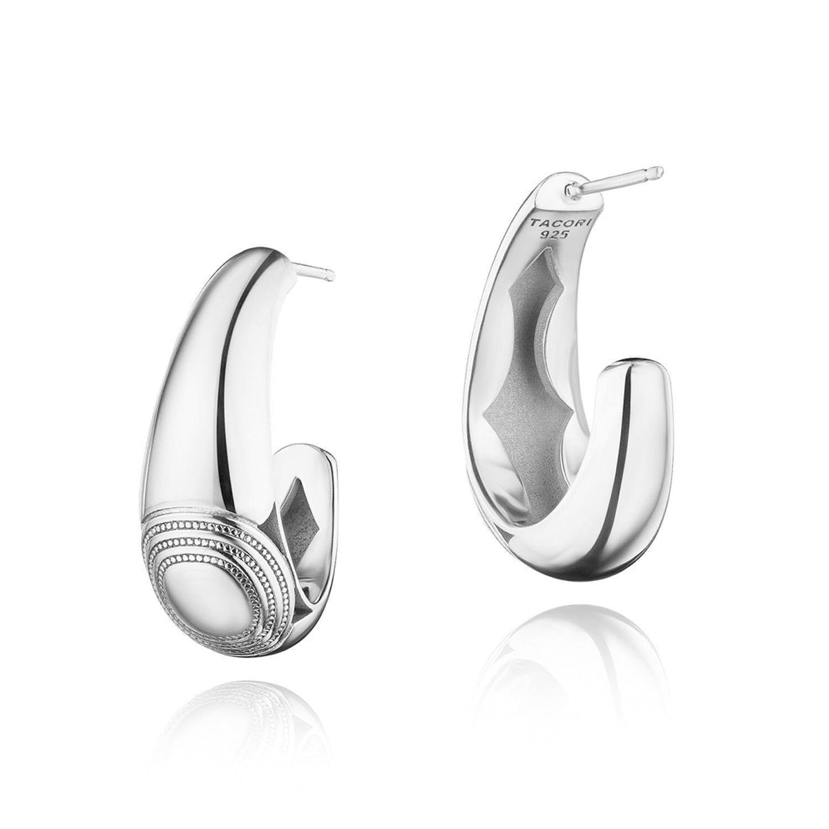 Tacori Crescent Eclipse Silver Large Tapered Hoop Earrings