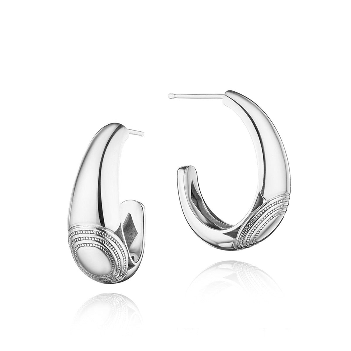 Tacori Crescent Eclipse Silver Large Tapered Hoop Earrings