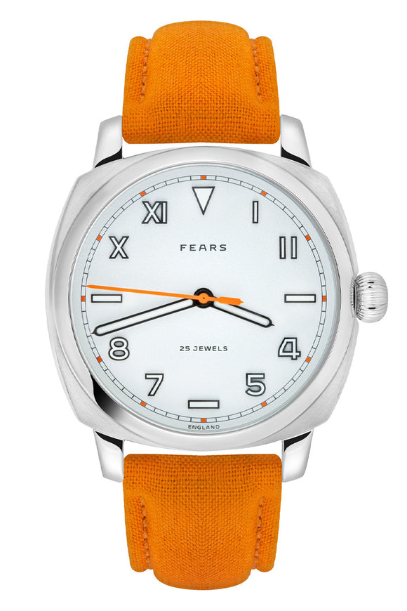 Fears Brunswick 40 Topper Edition Series II Whiteout Dial on Signal Orange Strap