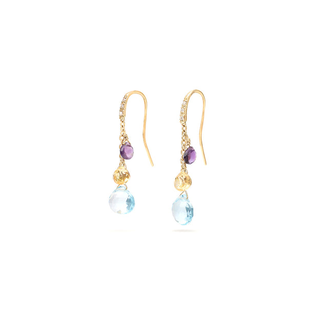 Marco Bicego Paradise Gemstone Earrings With Diamonds And Blue Topaz Accents