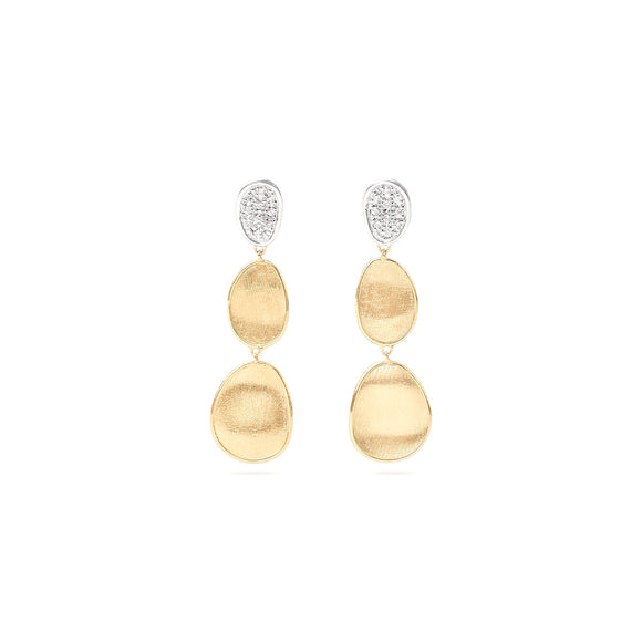 Marco Bicego Lunaria Three-Drop Earrings With Diamonds