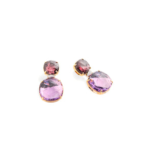 Marco Bicego Jaipur Color Pink Tourmaline and Amethyst Drop Earrings with Diamonds