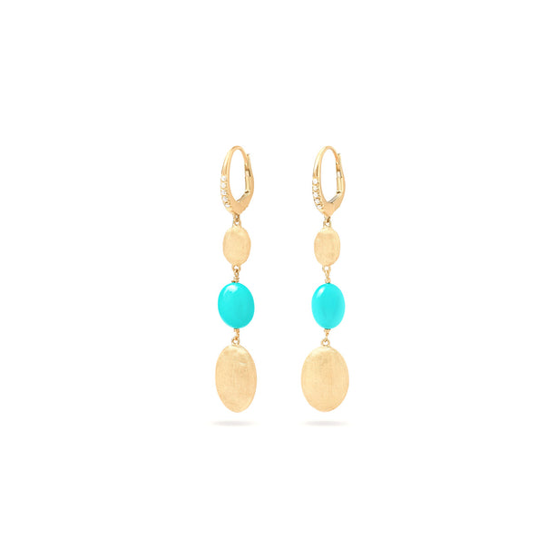 Marco Bicego Siviglia Drop Earrings with Turquoise and Diamond Clip