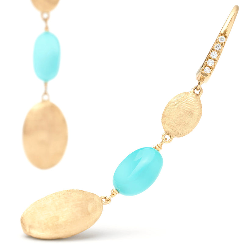 Marco Bicego Siviglia Drop Earrings with Turquoise and Diamond Clip