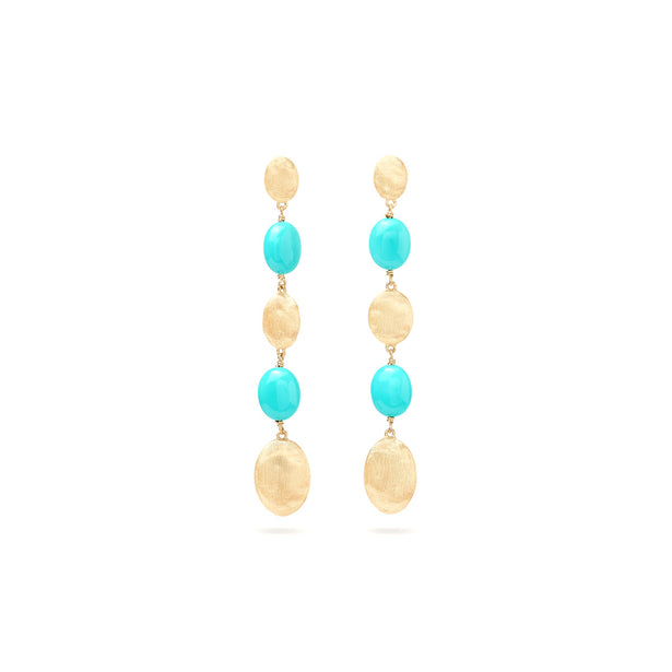 Marco Bicego Siviglia Long Drop Earrings with Turquoise