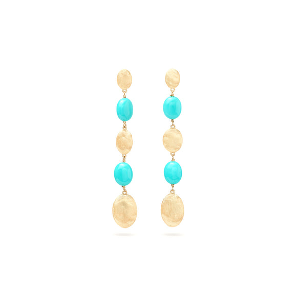 Marco Bicego Siviglia Long Drop Earrings with Turquoise