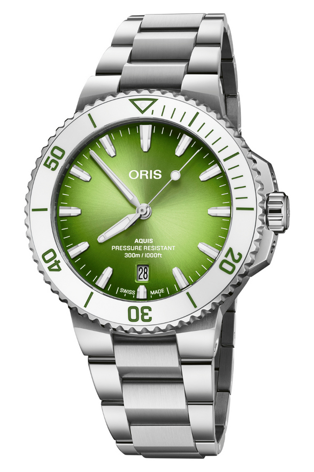 Oris Aquis Date 41.5mm Watermelon Green 733 7787 4137-07 8 22 04PEB