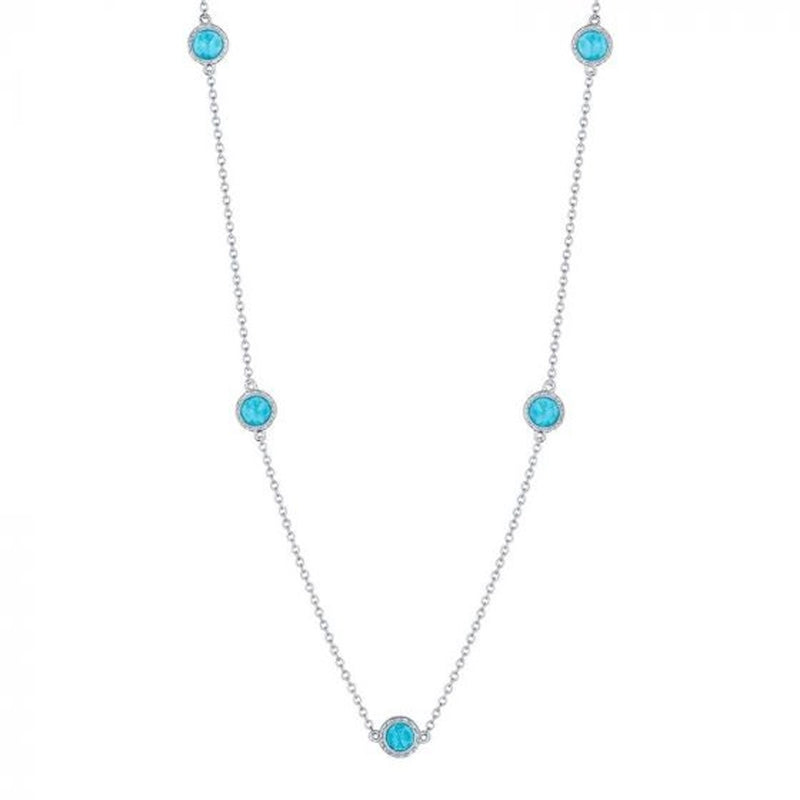 Tacori 5 Station Blue Topaz Chain Necklace